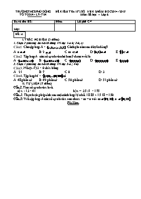 Đề kiểm tra 15 phút năm học 2014 - 2015 môn Số học lớp 6